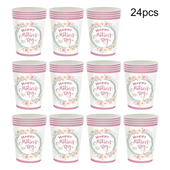 Happy Mother's Day Party Supplies, Disposable Paper Plates for Mother's Day Party Family Dinner Table Decorations Mom's Day Party Table Cover Tableware Set Serve 24