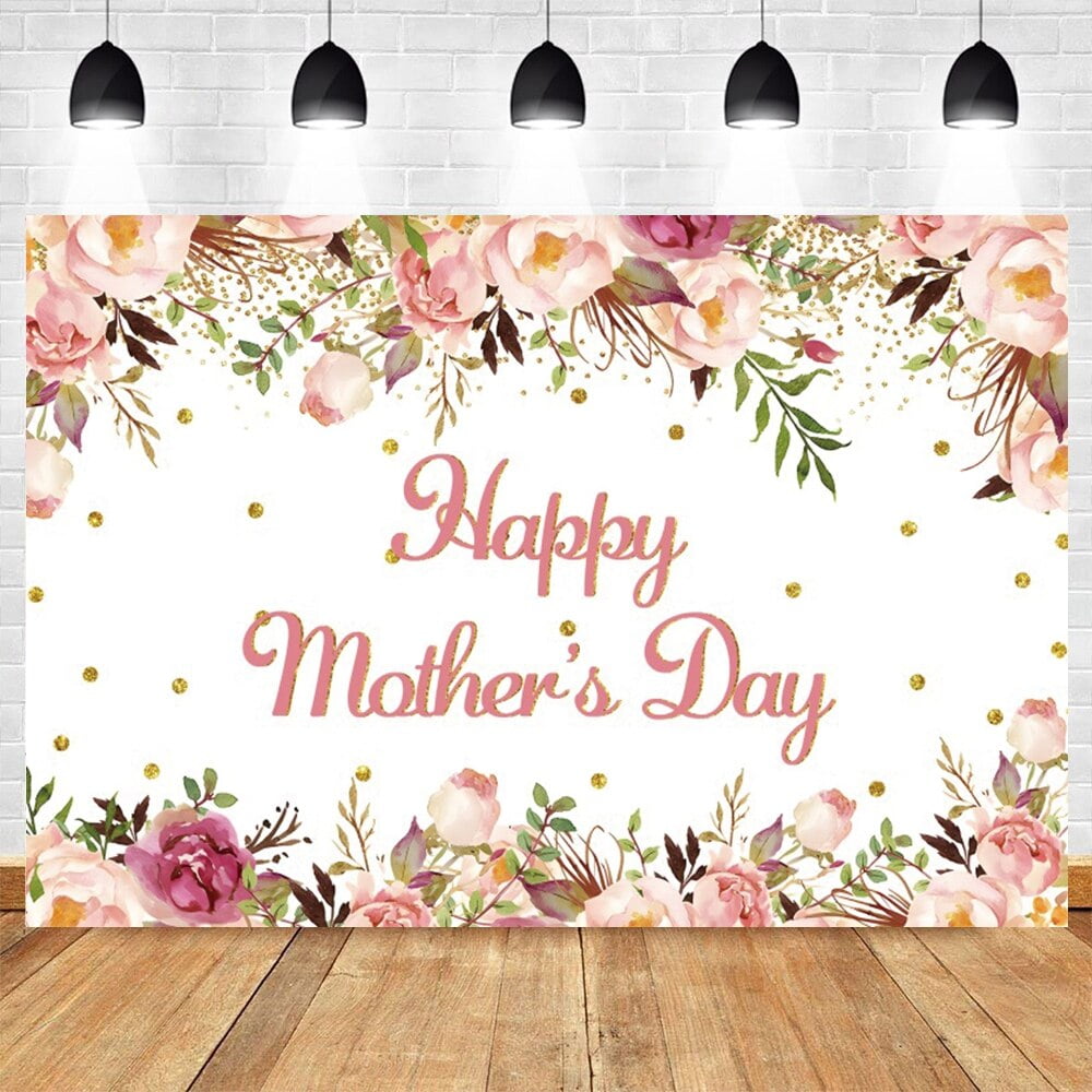 Happy Mother's Day Photography Backdrop for Mom Pink Flower Red Rose ...