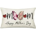 thumbnail image 1 of Happy Mother‘s Day Pillow Covers 12x20 Inch Spring Floral Butterfly Love Heart Mom Throw Waist Pillow Cases Rectangular Cotton Linen Cushion Cover Grandmother Mother Gifts, 1 of 6