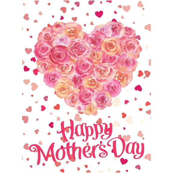 Happy Mother''s Day Pink Red Rose Flower Double Sided Garden Yard Flag 12" x 18", Best Mom Love Flowers Heart Mother Day Decorative Garden Flag Banner for Outdoor Home Decor Party