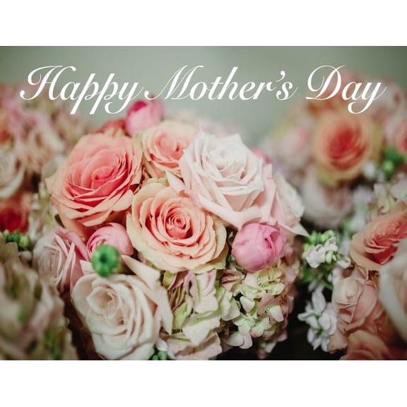 Happy Mother's Day Pink Roses Edible Cake Topper Image ABPID00282V2