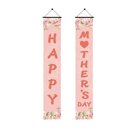 Happy Mother's Day Porch Banner- Mother's Day Door Banner Decorations,Floral Front Door Sign Mothers Day Party Hanging Welcome Porch Indoor Outdoor Decor