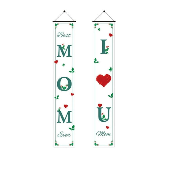 Happy Mother's Day Porch Banner- Mother's Day Door Banner Decorations,Floral Front Door Sign Mothers Day Party Hanging Welcome Porch Indoor Outdoor Decor