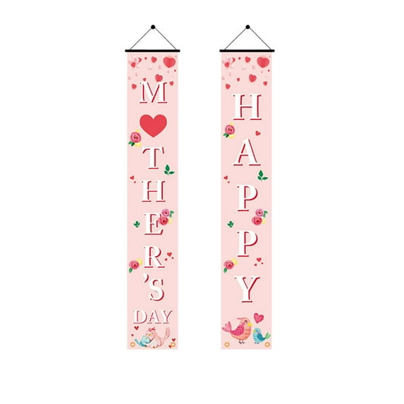 Happy Mother's Day Porch Banner- Mother's Day Door Banner Decorations,Floral Front Door Sign Mothers Day Party Hanging Welcome Porch Indoor Outdoor Decor