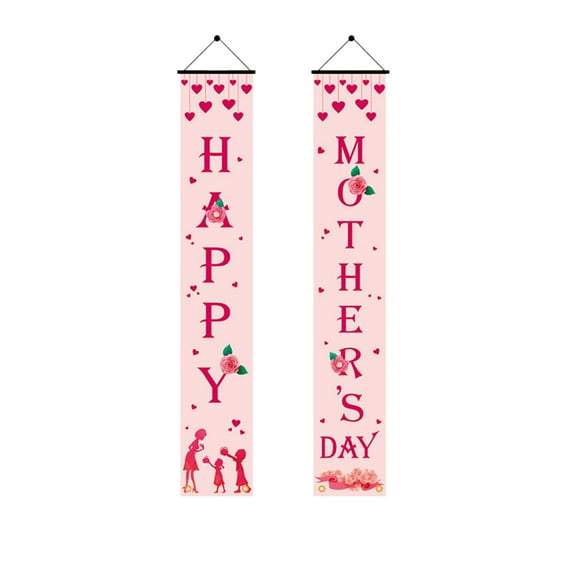 Happy Mother's Day Porch Banner- Mother's Day Door Banner Decorations,Floral Front Door Sign Mothers Day Party Hanging Welcome Porch Indoor Outdoor Decor