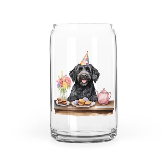 Happy Mother's Day Portuguese Water Dog with Sweets and Flowers at a Picnic 16oz Glass Cup Mug PWD Portie Fishing Dog Lover Glass Can - 13005