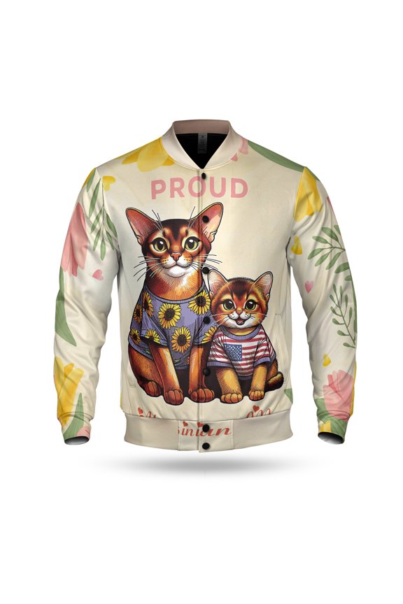 Happy Mother's Day Proud Abyssinian Mom All Over Print 3D Baseball Jacket Cat Lover Kitten Owner Gifts Bomber Jacket Softball - 03003