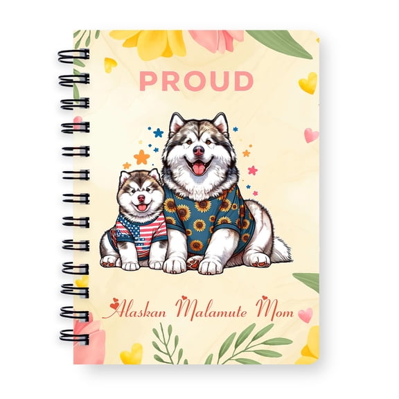Happy Mother's Day Proud Alaskan Malamute Mom Spiral Bound Journal Alaska Mal Dog Lovers Gifts 5x7in Spiral Notebook - 03003