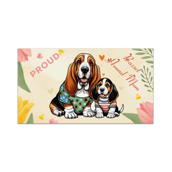 Happy Mother's Day Proud Basset Hound Mom Doormat Bassets Dog Breed Lovers Gifts Idea Indoor Outdoor Welcome Mat - 03003