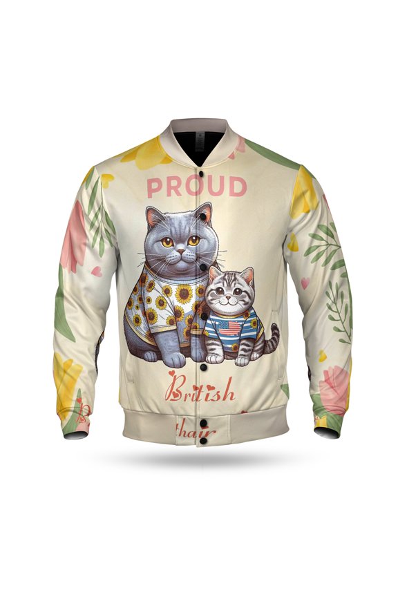 Happy Mother's Day Proud British Shorthair Mom All Over Print 3D Baseball Jacket Cat Lover Kitten Owner Gifts Bomber Jacket Softball - 03003