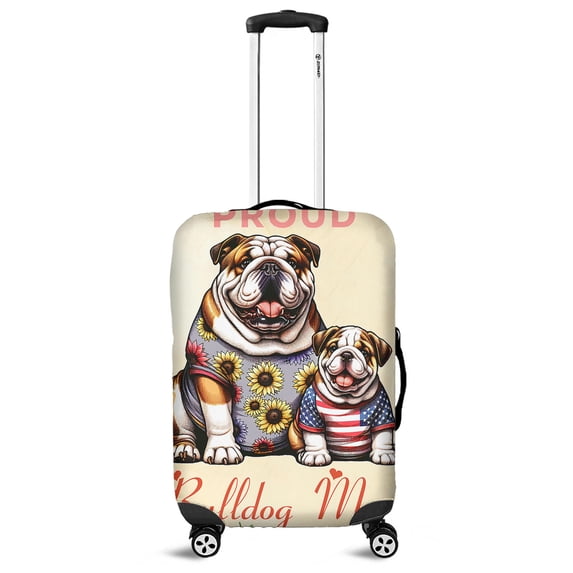 Happy Mother's Day Proud Bulldog Mom Travel Luggage Cover Dog Lover Gifts Idea Suitcase Dust Protective Decor - 03003