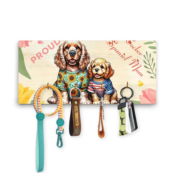 Happy Mother's Day Proud Cocker Spaniel Mom Wood Key Holder Cockers Dog Lover Gifts Wall-mounted Key Rack Home Decor - 03003