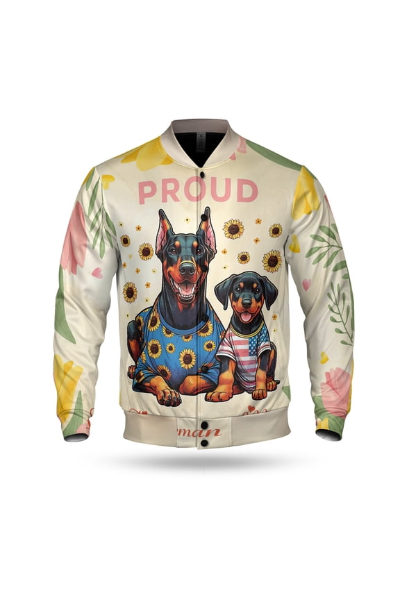 Happy Mother's Day Proud Doberman Pinscher Mom All Over Print 3D Baseball Jacket Doberman Dog Lover Gifts Bomber Jacket Softball - 03003