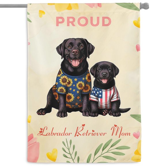 Happy Mother's Day Proud Labrador Retriever Mom House Flag 28x40in Double Sided Lab Dog Lover Gifts Outdoor Decor - 03003
