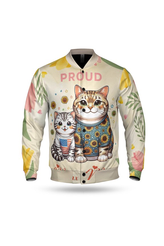 Happy Mother's Day Proud Manx Mom All Over Print 3D Baseball Jacket Cat Lover Kitten Owner Gifts Bomber Jacket Softball - 03003