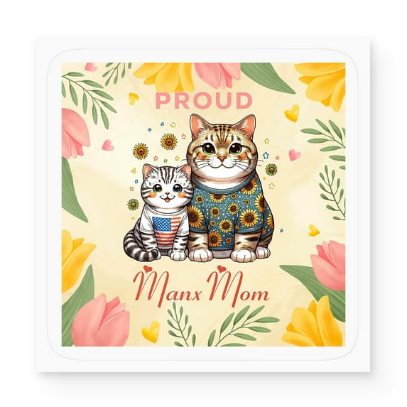 Happy Mother's Day Proud Manx Mom Vinyl Sticker Cat Lover Kitten Owner Gifts Waterproof Decal Art Decor - 03003