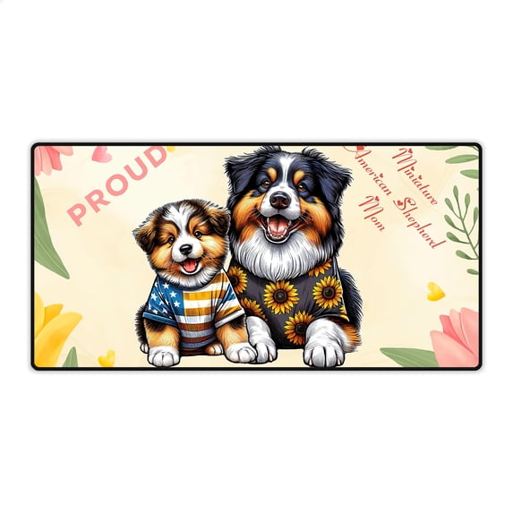 Happy Mother's Day Proud Miniature American Shepherd Mom Desk Mat Full Keyboard Mouse Pad MAS Dog Lover Gifts Large Mousepad - 03003