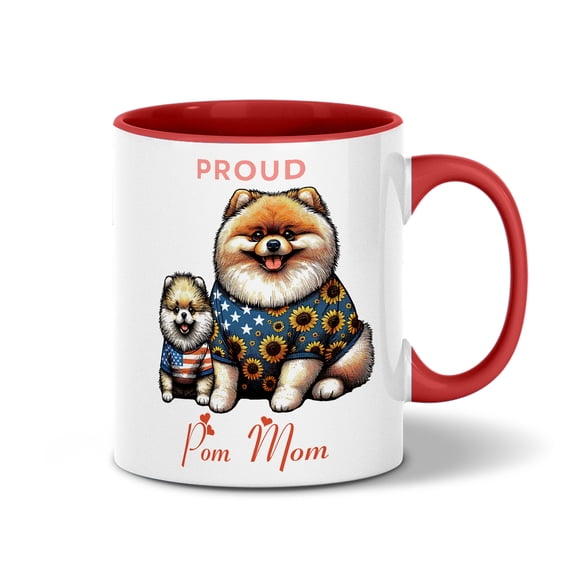 Happy Mother's Day Proud Pomeranian Mom 11oz Accent Two-tone Mug Pom Dog Lover Gifts Coffee Tea Cup - 03003