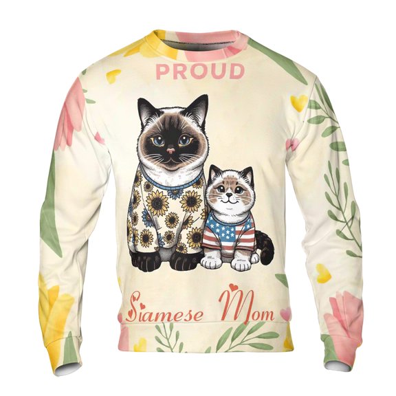 Happy Mother's Day Proud Siamese Mom All Over Print 3D Sweatshirt Unisex Merch Cat Lover Kitten Owner Gifts - 03003
