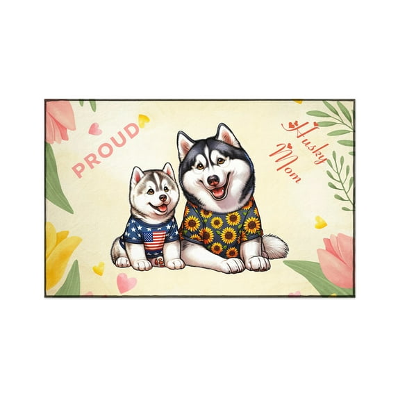 Happy Mother's Day Proud Siberian Husky Mom Indoor Rug Husky Dog Lover Gifts Carpet Living Bed Room Sofa Home Decor - 03003