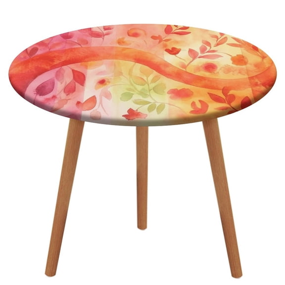 Happy Mother's Day Round Fitted Tablecloth with Flannel Backing Elastic Table Cloth Waterproof Oil-Proof Plastic Table Cover Table Up 40"-54" Diameter)