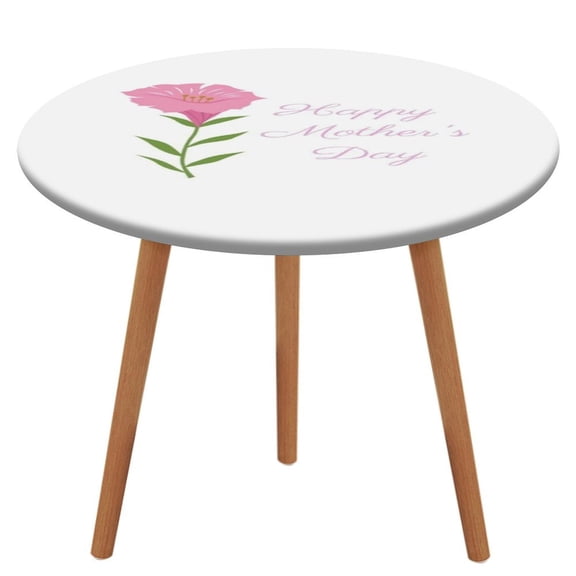 Happy Mother's Day Round Fitted Tablecloth with Flannel Backing Elastic Table Cloth Waterproof Oil-Proof Plastic Table Cover Table Up 40"-54" Diameter)