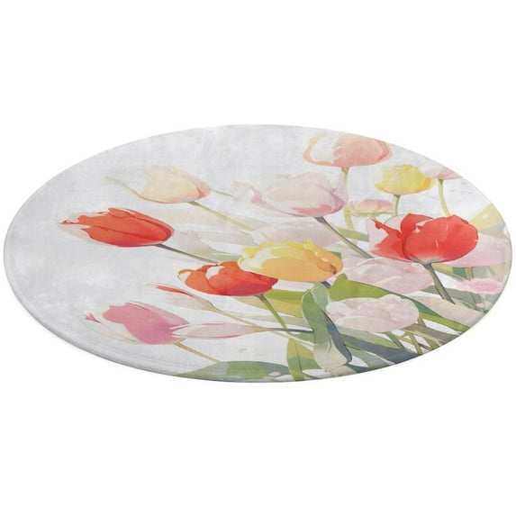 Happy Mother's Day Round Rugs -Washable Non-Slip Small Round Area Rug Throw Soft Circle Rugs for Bedroom, Modern Print Indoor Carpet for Entryway Sofa Living Room
