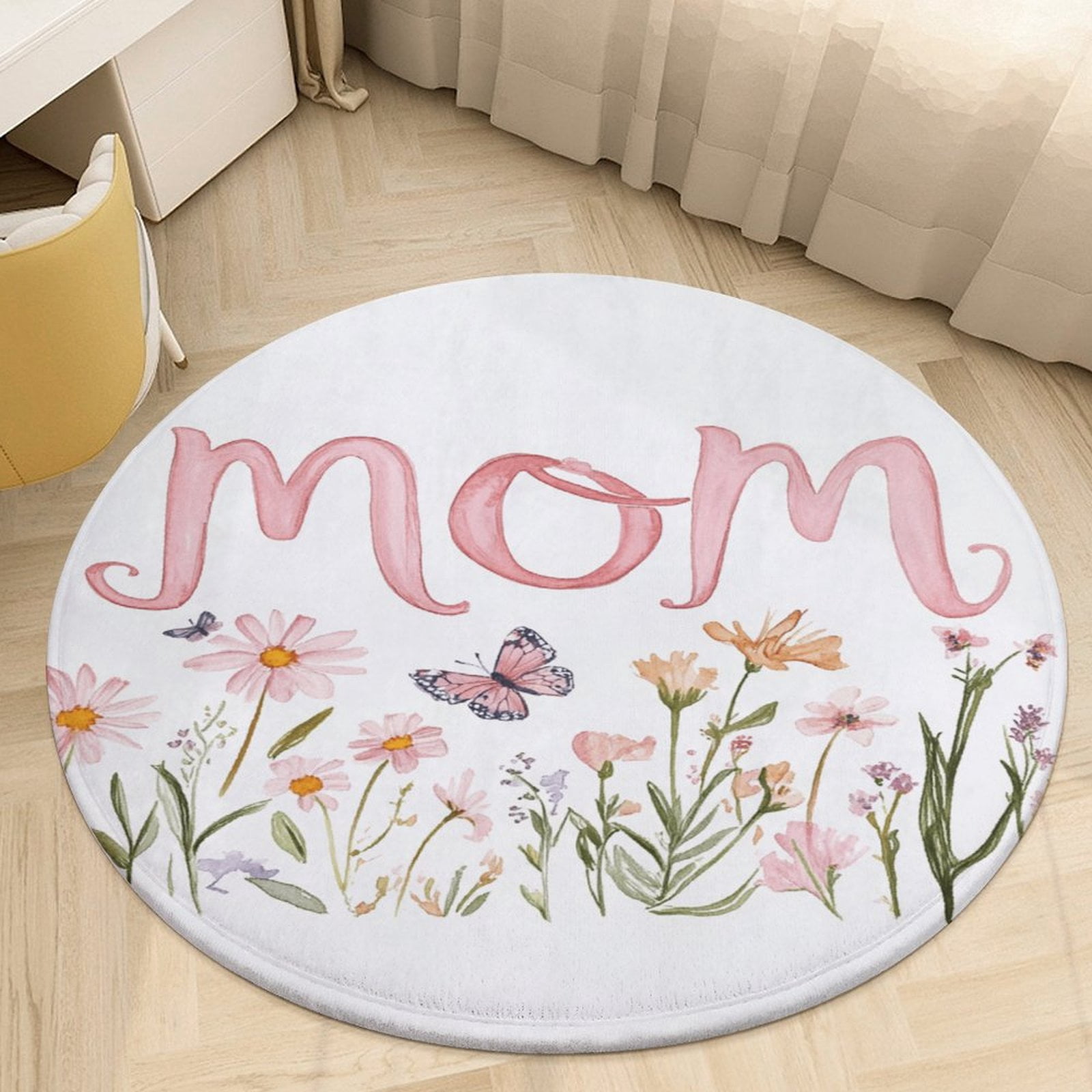 Happy Mother's Day Round Rugs -Washable Non-Slip Small Round Area Rug ...