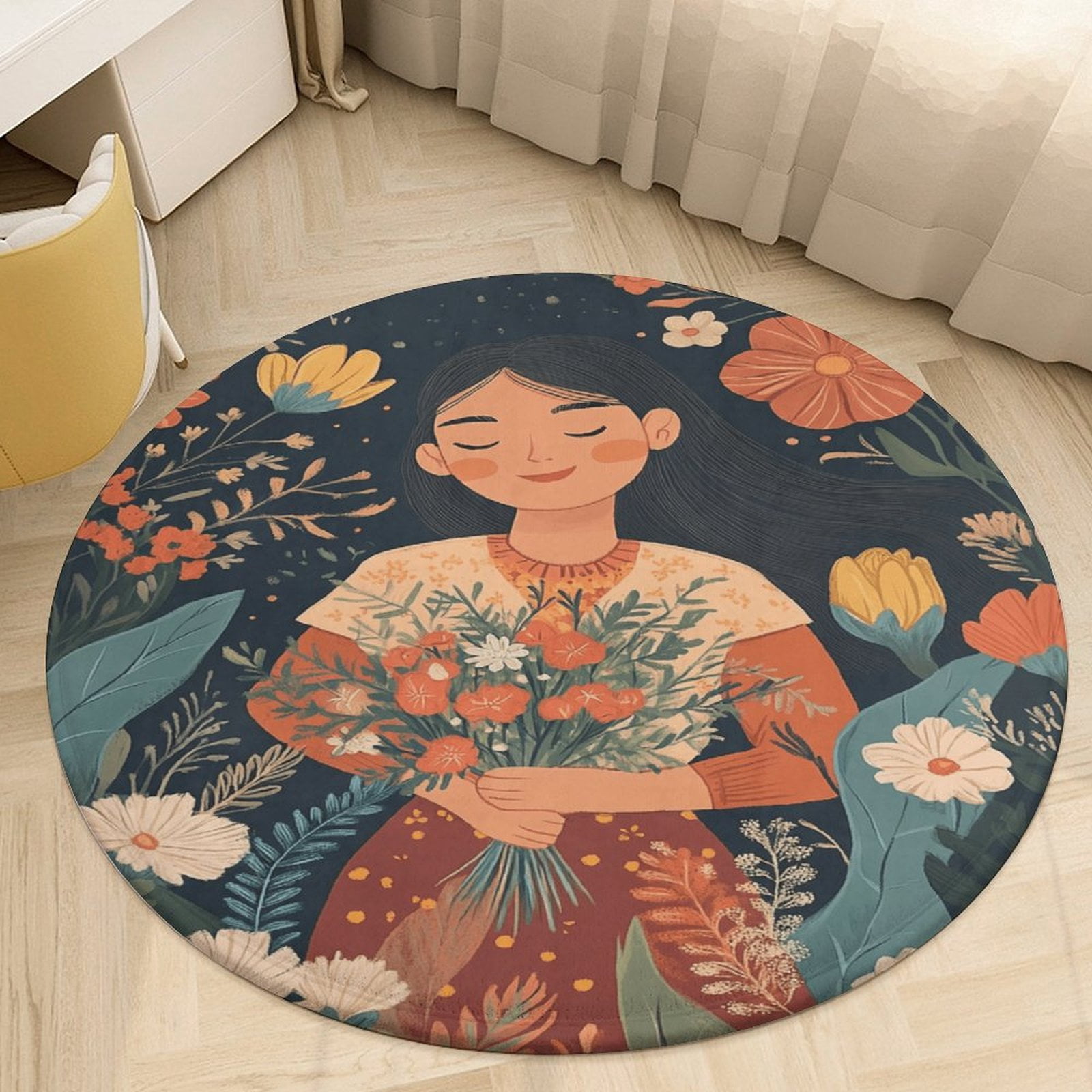 Happy Mother's Day Round Rugs -Washable Non-Slip Small Round Area Rug ...