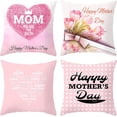 thumbnail image 1 of Happy Mother''s Day Set of 4 Throw Pillow 18x18 Flower Pillowcases for Home Couch Sofa Decoration Cushion Cover,Powder,18" x 18", 1 of 6