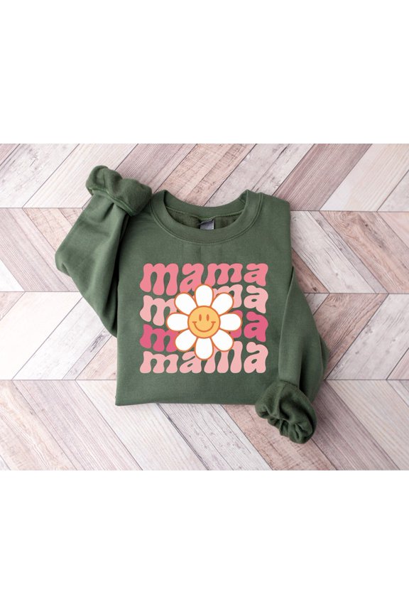 Happy Mother’s Day Sweatshirt, Custom Mama Flowers Shirt, Cool Mom Gift Sweater for New Moms