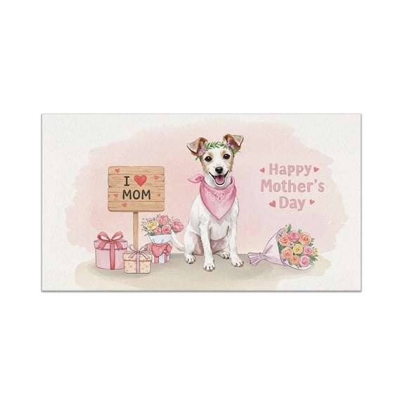 Happy Mother's Day Toy Fox Terrier Love Dog Mom Heart Flower Doormat Dog Lover Indoor Outdoor Welcome Mat - 12004