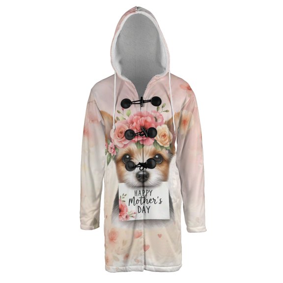 Happy Mother's Day Toy Fox Terrier with Flower Crown All Over Print 3D Hooded Duffle Toggle Coat Dog Lover - 13004