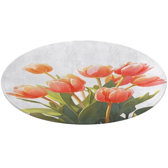 Happy Mother's Day Washable Round Rug -Circle Area Rugs for Nursery Bedroom, Vintage Non Slip Non Shedding Low Pile Carpet for Living Room Coffee Table Entryway