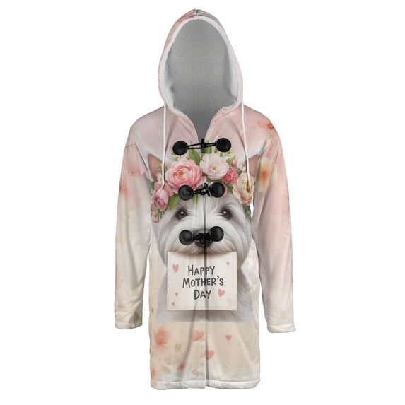 Happy Mother's Day West Highland White Terrier with Flower Crown All Over Print 3D Hooded Duffle Toggle Coat Westie Westy Dog Lover - 13004