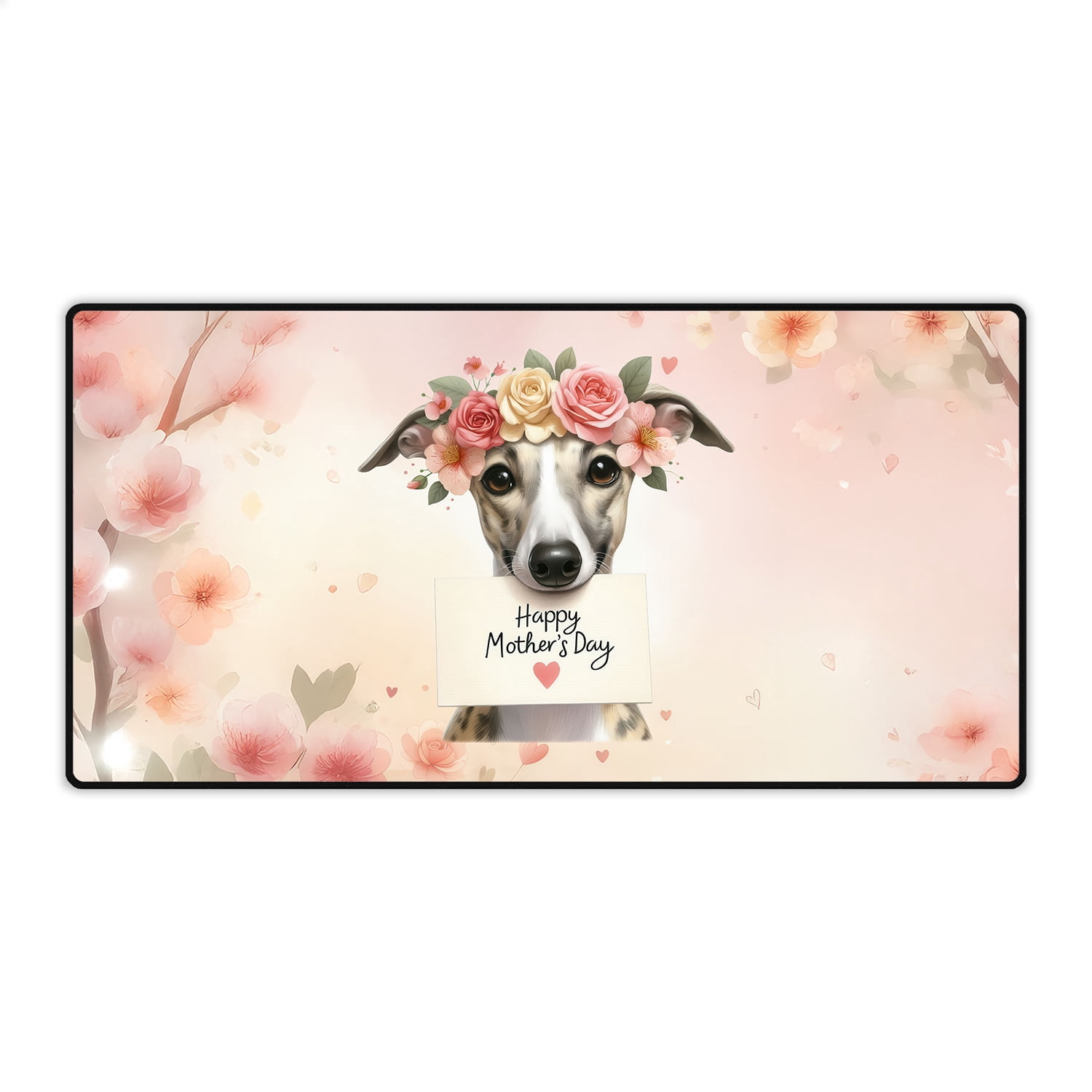 Happy Mother's Day Whippet with Flower Crown and Greeting Card Desk Mat Full Keyboard Mouse Pad Dog Lover Large Mousepad - 13004