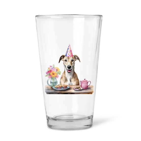 Happy Mother's Day Whippet with Sweets and Flowers at a Picnic 16oz Pint Beer Glass Mug Dog Lover Beer Glasses Cup - 13005