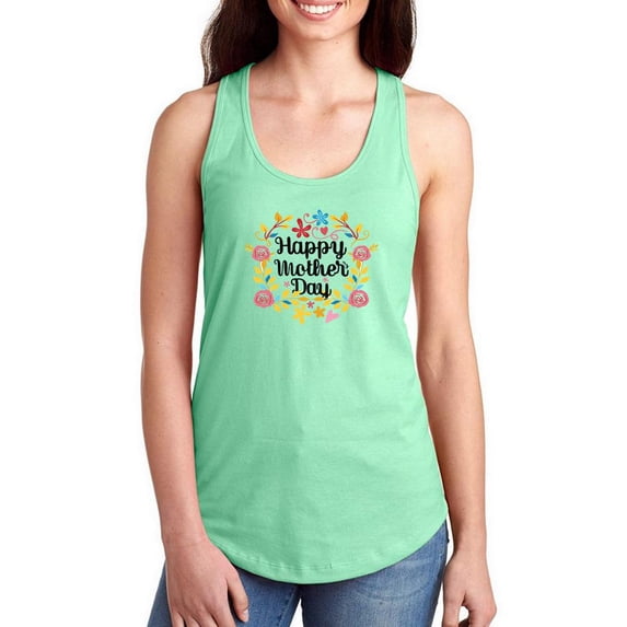 Happy Mother's Day Wreath Racerback Tank Women -Image by Shutterstock, Female Large