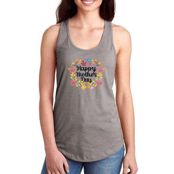 Happy Mother's Day Wreath Racerback Tank Women -Image by Shutterstock, Female XX-Large
