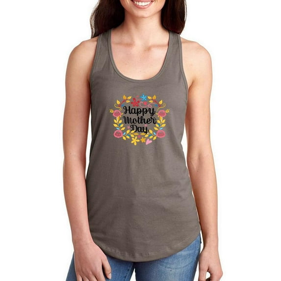 Happy Mother's Day Wreath Racerback Tank Women -Image by Shutterstock, Female x-Small