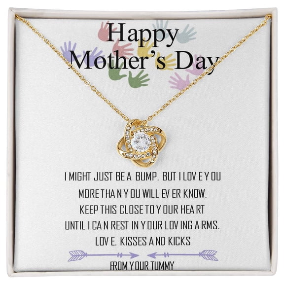 Happy Mothers Day From Your Bump To Expecting Mom, Mother'S Day , Mothers Day Beautiful Necklace For Pregnant Expecting Moms, Message Card and Box, White Love Knot Necklace