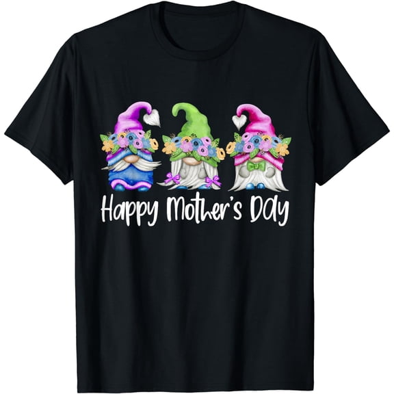 Happy Mothers Day Cute Gnomes Floral For Mom Daughter T-Shirt