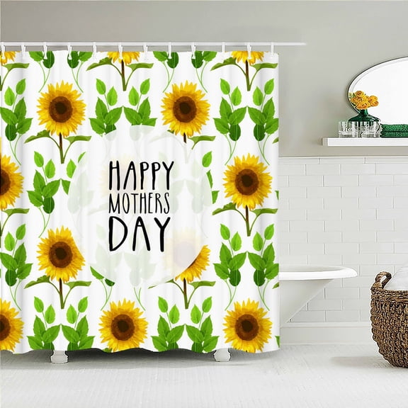 Happy Mothers' Day Fabric Shower Curtain Bathroom Curtains tic Love Flowers Waterproof Decor Bath Screen with