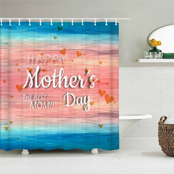 Happy Mothers' Day Fabric Shower Curtain Bathroom Curtains tic Love Flowers Waterproof Decor Bath Screen with