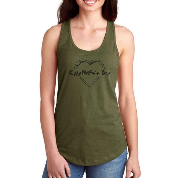 Happy Mothers Day Lineart Racerback Tank Women -Image by Shutterstock, Female Small