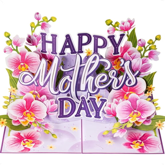 Happy Mothers Day Orchids Pop Up Card - 5" x 7"