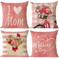 thumbnail image 1 of Happy Mothers Day Pillow Covers 16x16 Set of 4 Carnation Floral Throw Pillow Covers I Love Mom Pillow Cases Outdoor Sofa Couch Decor Cushion Covers Gift for Mother Grandma Birthday (16 Inch), 1 of 6