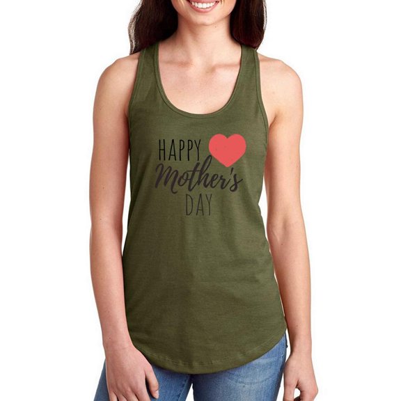 Happy Mothers Day Small Heart Racerback Tank Women -Image by Shutterstock, Female Large
