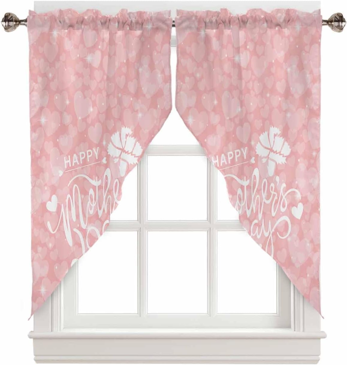 Happy Mothers' Day Swag Valances For Windows Rod Pocket Kitchen Window