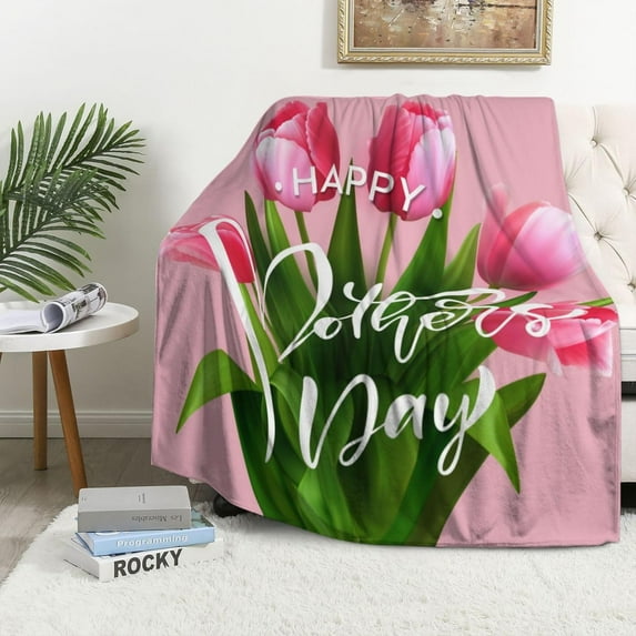 Happy Mothers'' Day Throw Blanket, I Love You Mom Blanket, Super Soft Warm Mother''s Day Throw Blanket for Couch Sofa Chair Office Bedding All Season Gifts for Mom 40"x50"